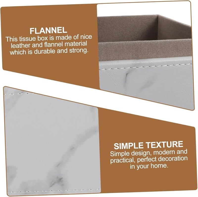 صندوق تخزين متعدد الوظائف من الرخام الأبيض مع غطاء لحامل المناديل للمطبخ والحمام - Image 3